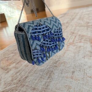 Blue Beaded Women's Bag